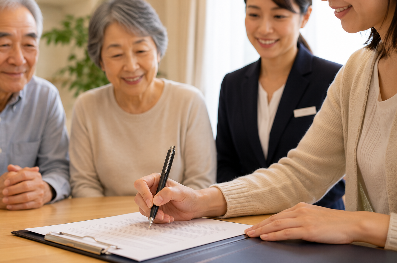 入居申込書を記入する様子